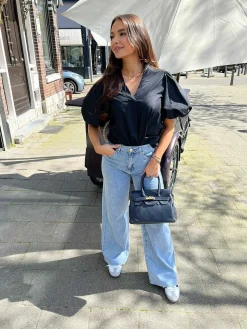 Hot Iva Wide Leg Jeans Denim Blue Broeken