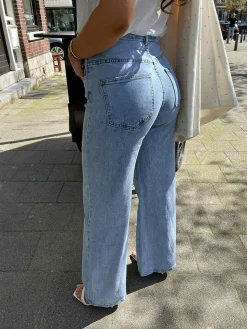 Hot Iva Wide Leg Jeans Denim Blue Broeken