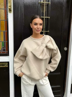 Cheap Jasmin Bow Sweater Camel Truien