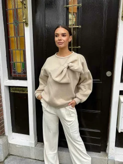 Cheap Jasmin Bow Sweater Camel Truien