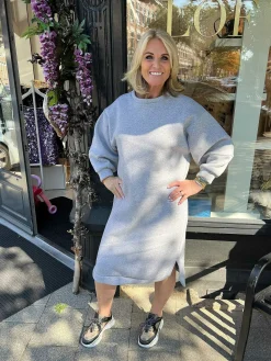 Outlet Jog Sweater Dress Grey Jurken