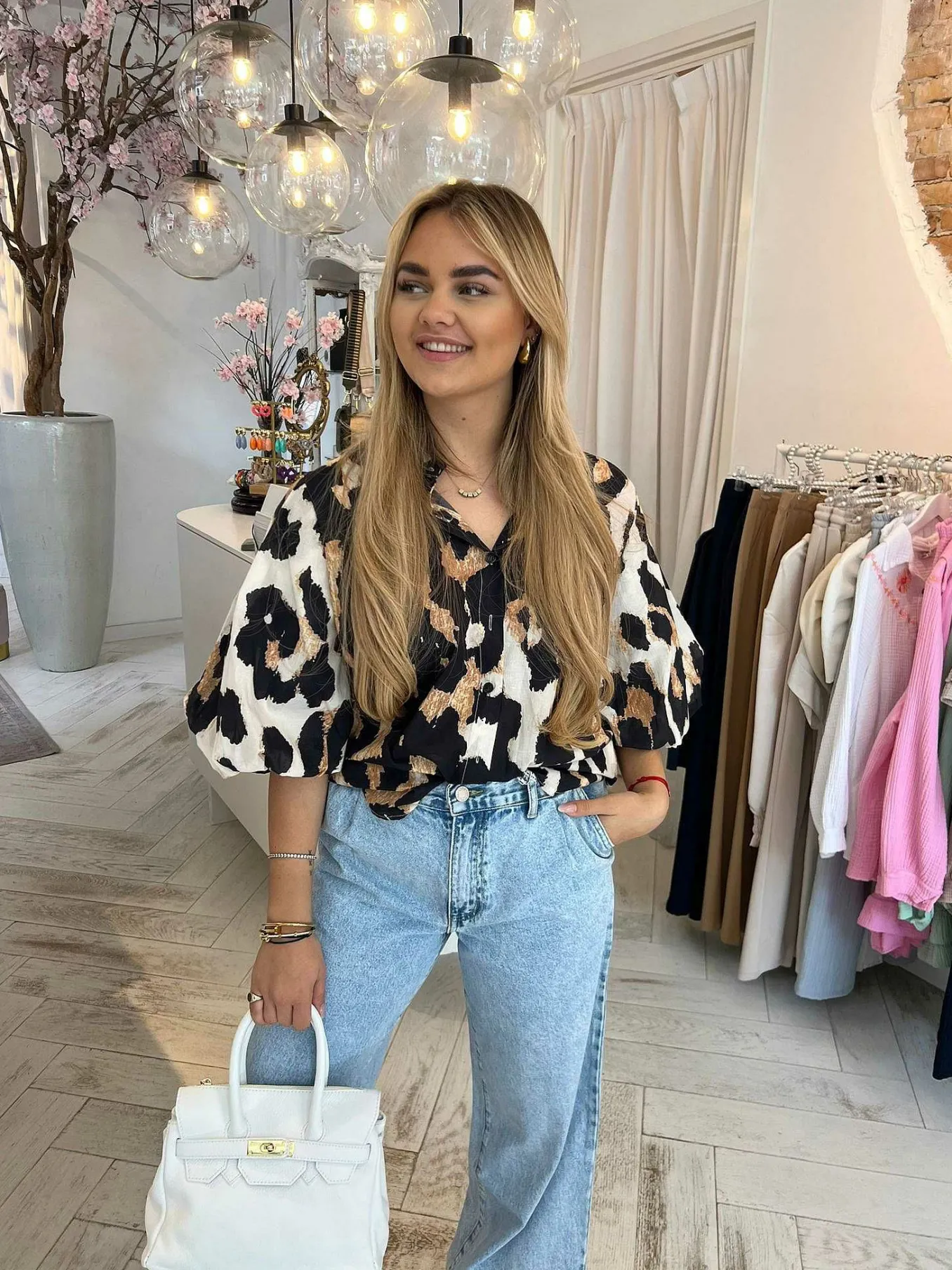 Hot Jolie Leo Short Sleeve Blouse Tops & Blousjes