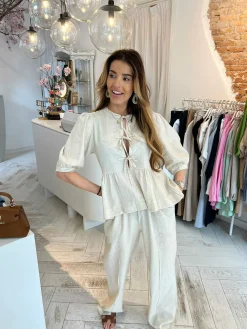 Best Sale Jolie Linen Bow Set Beige Sets