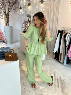 Cheap Jolie Linen Bow Set Pistache Sets