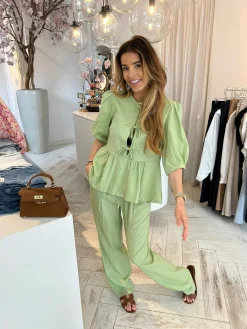 Cheap Jolie Linen Bow Set Pistache Sets