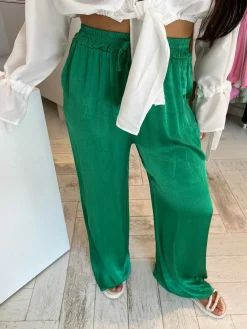 Online Julie Silky Pants Emerald Green Broeken
