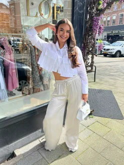 Shop Julie Silky Pants Light Beige Broeken