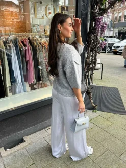 Shop Julie Silky Pants Light Grey Broeken
