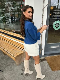 Best Katy Short Sleeve Sweater Denim Blue Truien