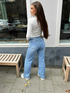 Online Kayley Ripped Knee Jeans Blue Broeken