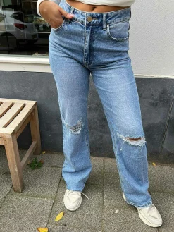 Online Kayley Ripped Knee Jeans Blue Broeken