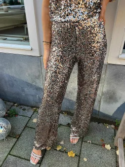 Shop Kelly Sequin Pants Rose Gold Broeken