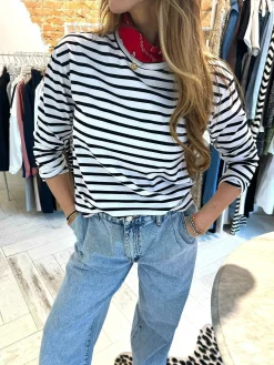 Outlet Kiki Stripe Long Sleeve Top Off White Tops & Blousjes