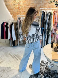 Outlet Kiki Stripe Long Sleeve Top Off White Tops & Blousjes