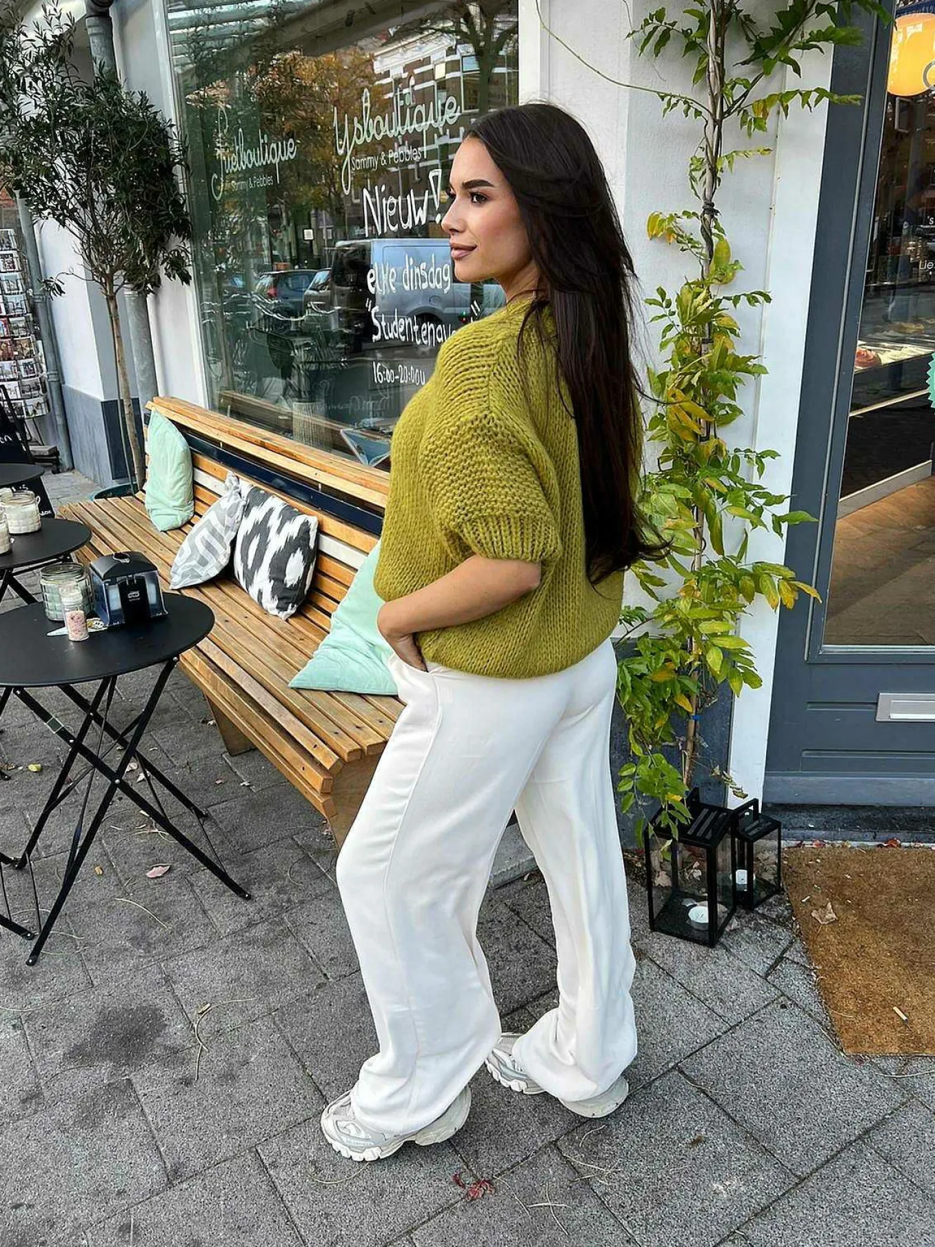 Fashion Kiki Sweater Short Sleeve Lime Truien