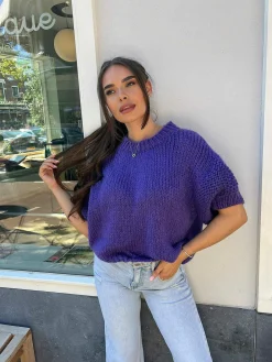 Fashion Kiki Sweater Short Sleeve Purple Truien