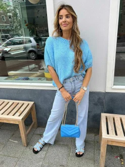 Flash Sale Kiki Sweater Short Sleeve Baby Blue Truien