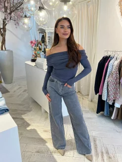 Best Lana Off Shoulder Top Grey Tops & Blousjes