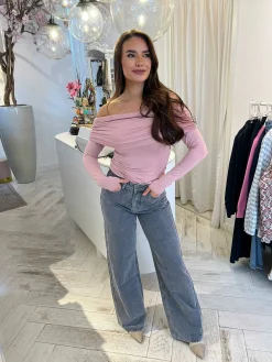 Flash Sale Lana Off Shoulder Top Vintage Pink Tops & Blousjes