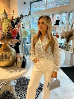 Clearance Livia Flower Blouse Off White Tops & Blousjes