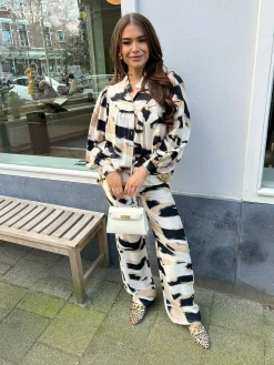 Clearance Livy Pattern Pantalon Beige Broeken