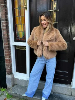 New Lizzy Faux Fur Coat Camel Jassen