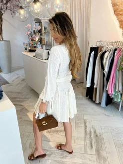 New Lizzy Flower Broderie Dress Off White Jurken
