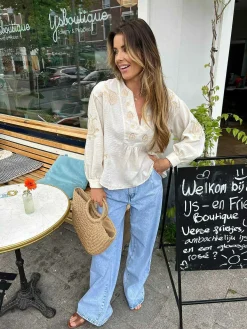 Flash Sale Lola Broderie Blouse Beige Tops & Blousjes