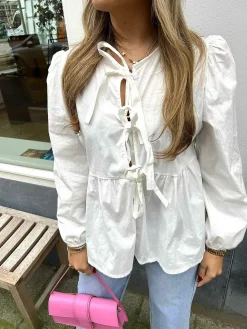 Outlet Lua-May Bow Blouse White Tops & Blousjes