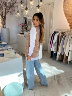 Online Lurex Tweed Gilet Camel Gilets