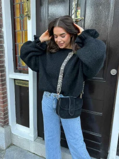 Online Maan Bag Suede Black Tassen