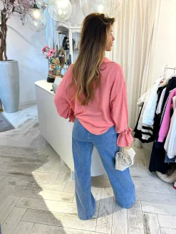 Best Marloes Ruffle Sleeve Blouse Peach Tops & Blousjes
