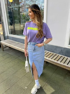 Discount Maxi Denim Skirt Light Blue Rokken