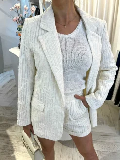 Shop Maya Broderie Blazer Beige Blazers