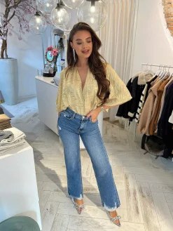 Hot Megan Straight Leg Jeans Blue Broeken