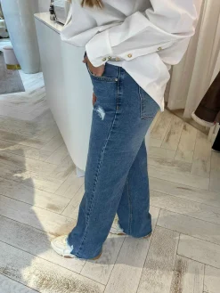 Hot Megan Straight Leg Jeans Blue Broeken