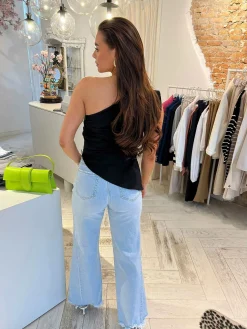 New Mia One Shoulder Top Black Tops & Blousjes