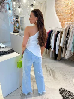 Cheap Mia One Shoulder Top Off White Tops & Blousjes