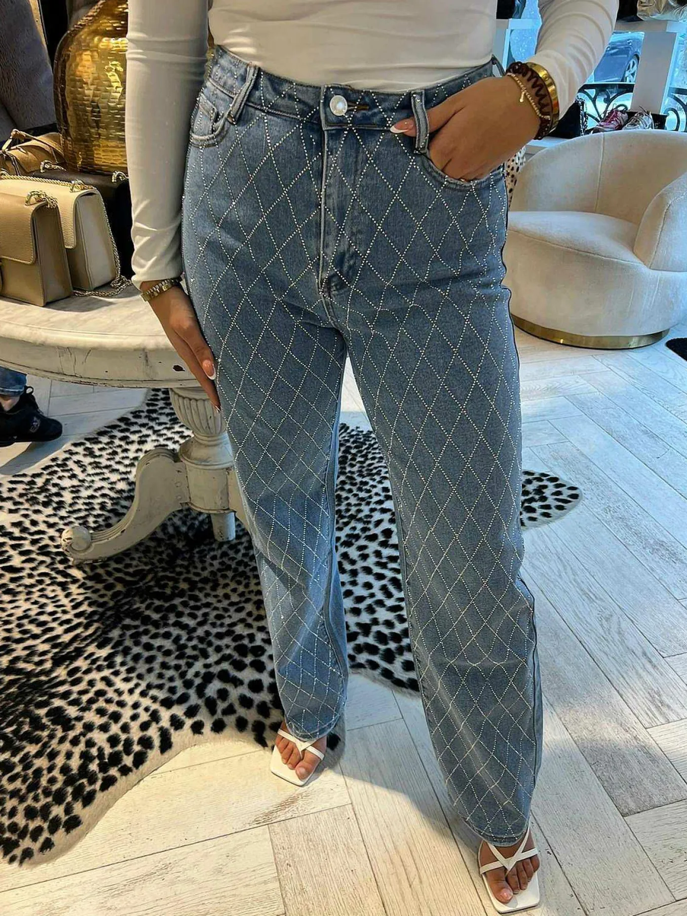 Online Mila Strass Jeans Blue Broeken