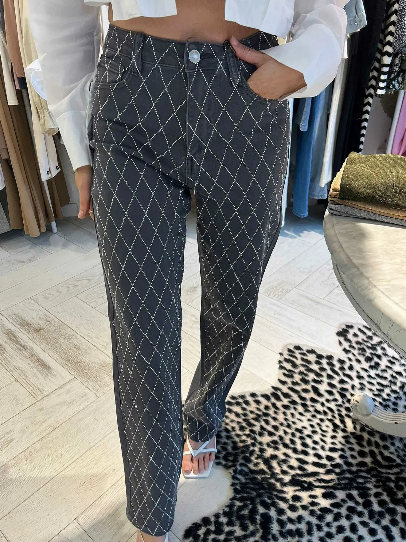Flash Sale Mila Strass Jeans Grey Broeken