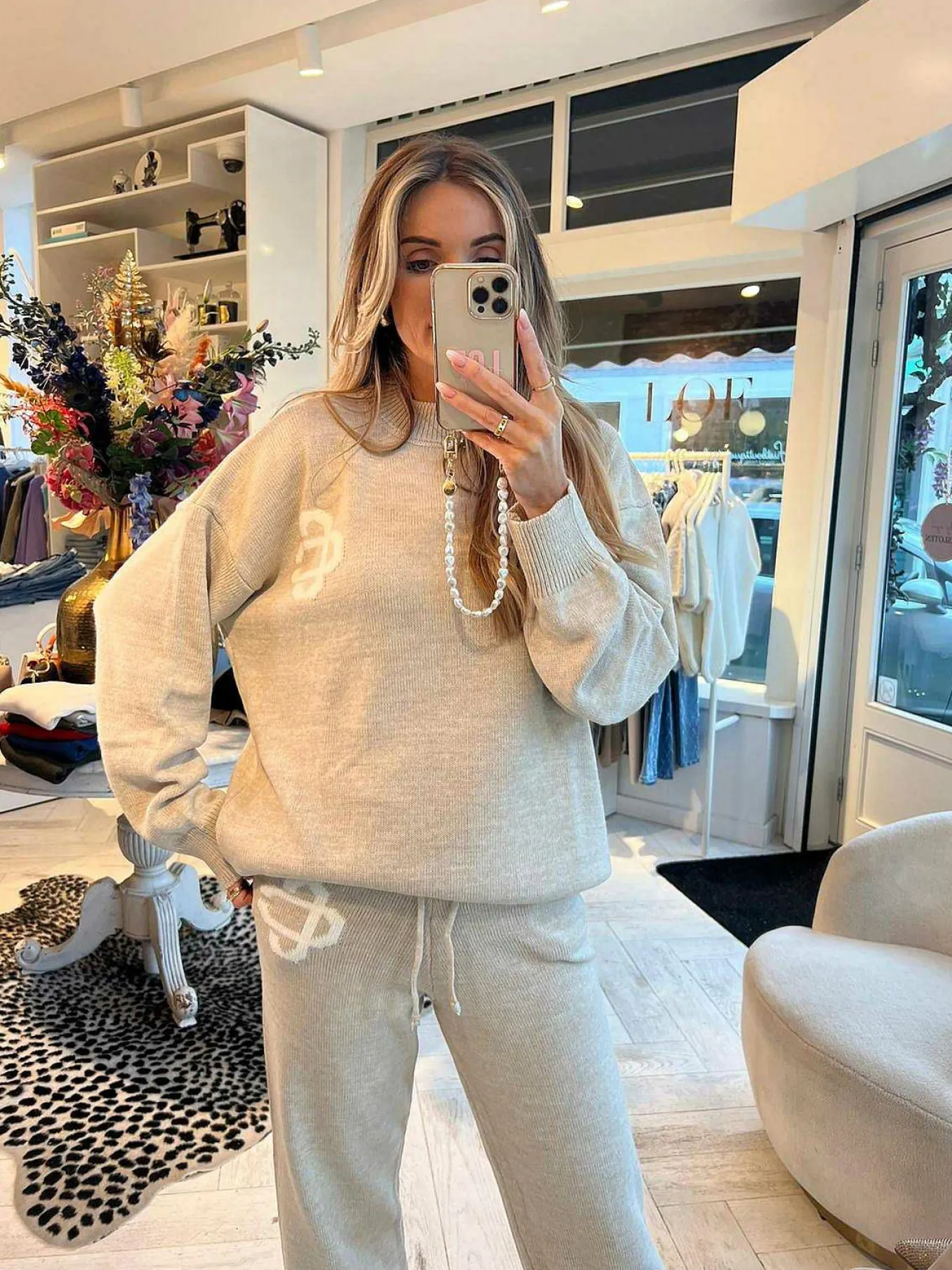 Store Mollie Inspired Tracksuit Beige Sets