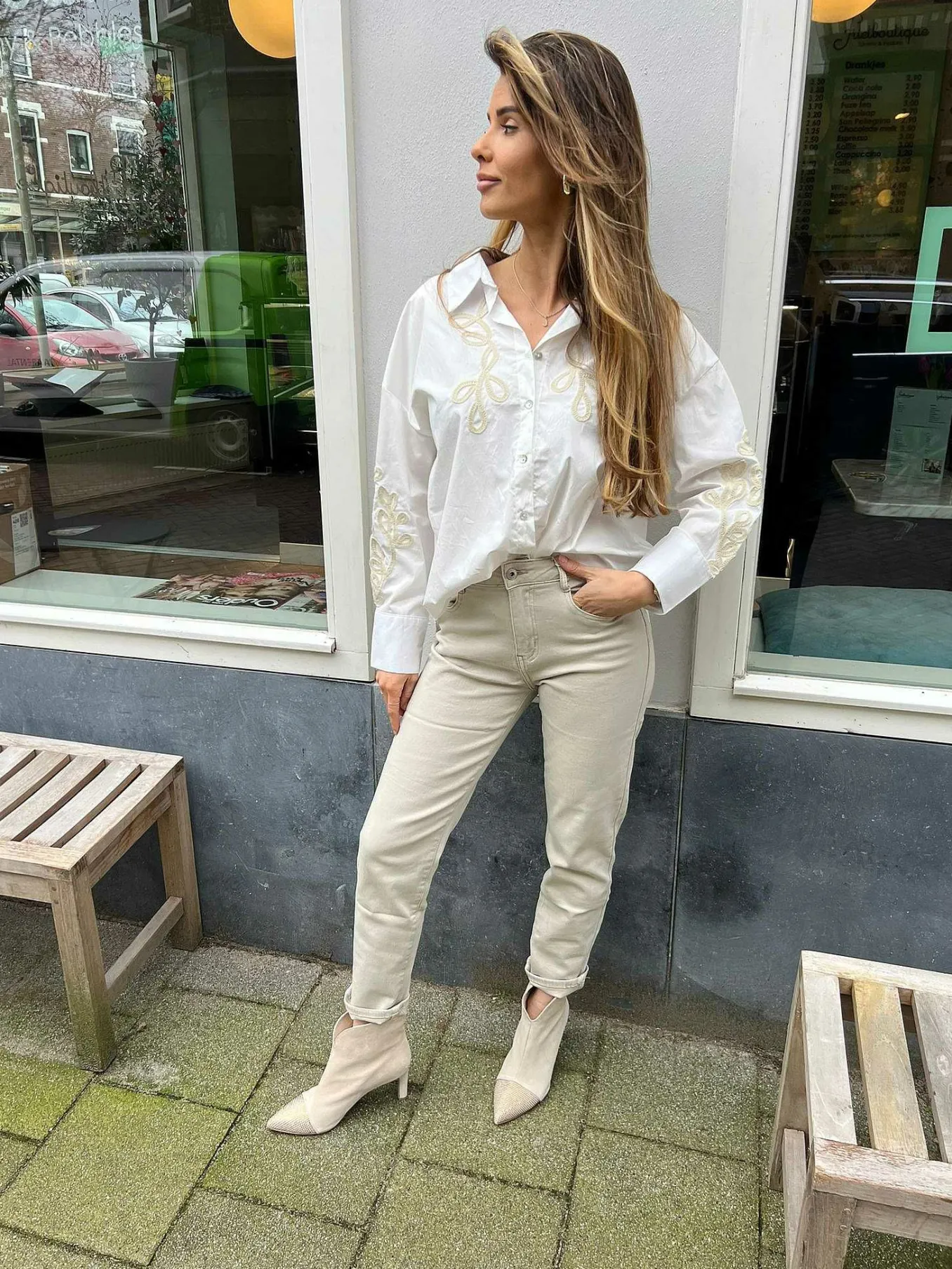 Store Mom Jeans Beige Broeken