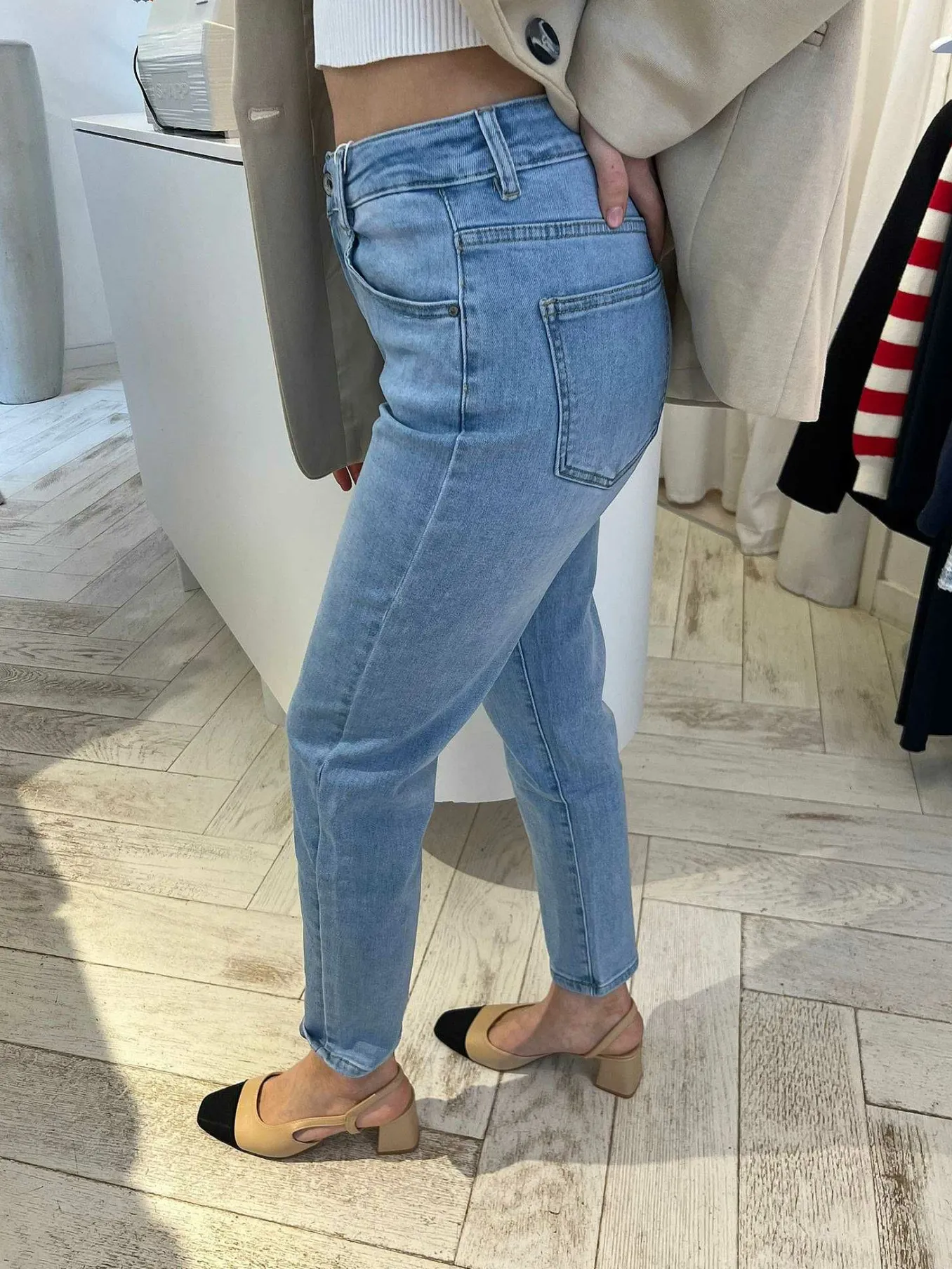 Cheap Mom Jeans Light Blue Broeken