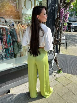 Best Nala Silky Ruffle Pants Lime Broeken