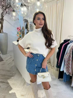 Fashion Nelly Pattern Denim Skirt Blue Rokken