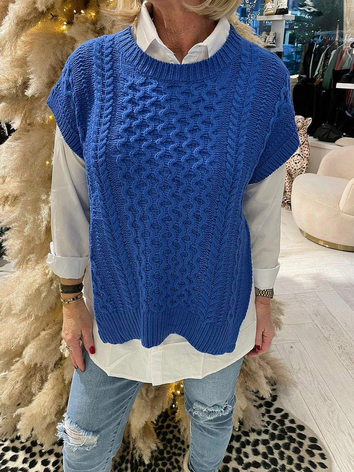 Store Nila Spencer Set Kobalt Truien