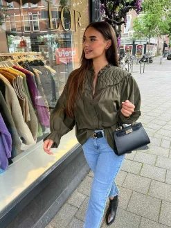 Sale Nina Padded Blouse Army Tops & Blousjes