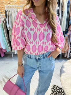 Fashion Nora Pattern Blouse Pink Tops & Blousjes