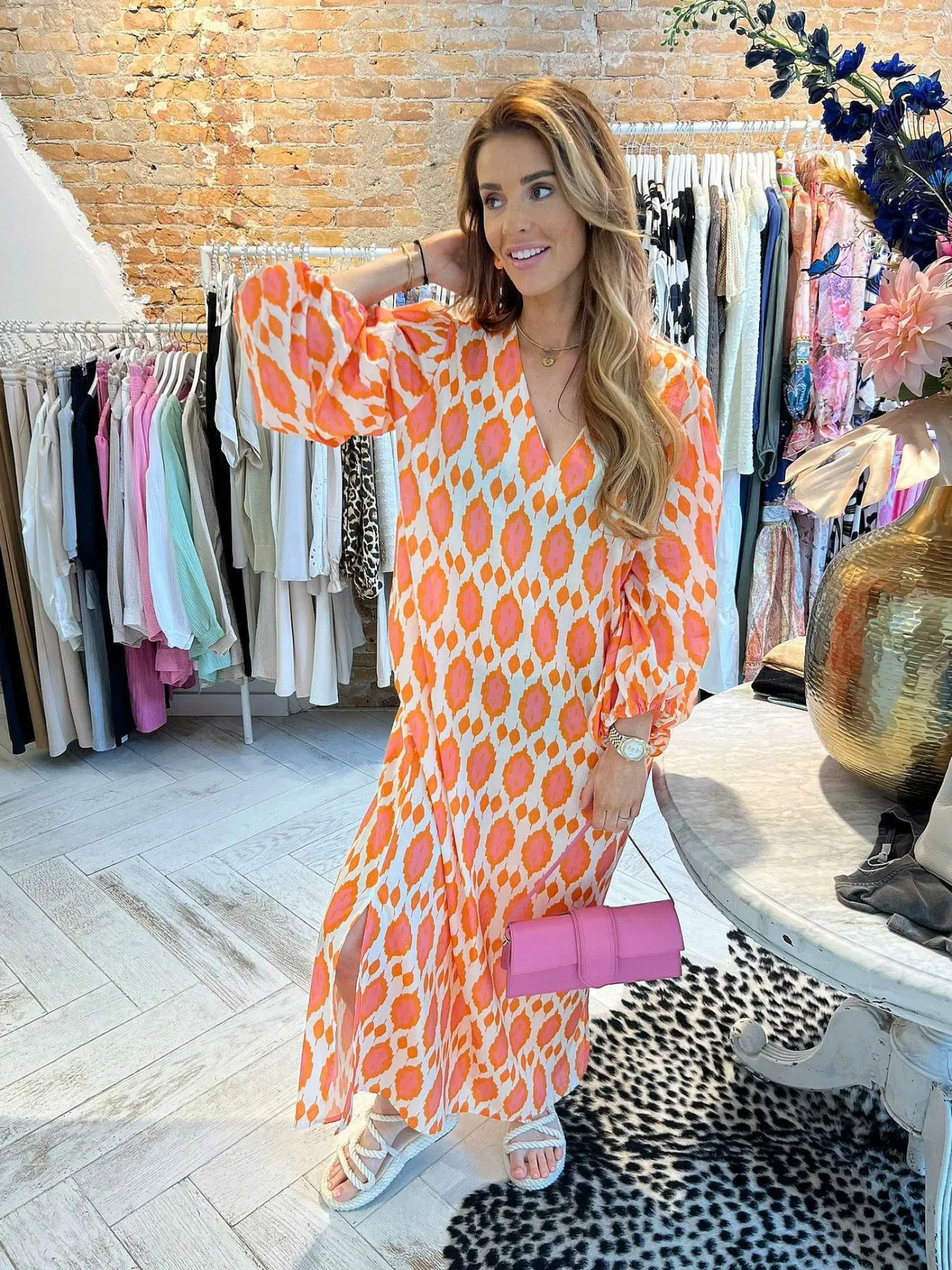 Flash Sale Nora Pattern Dress Orange Jurken