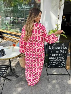 Sale Nora Pattern Dress Red Jurken